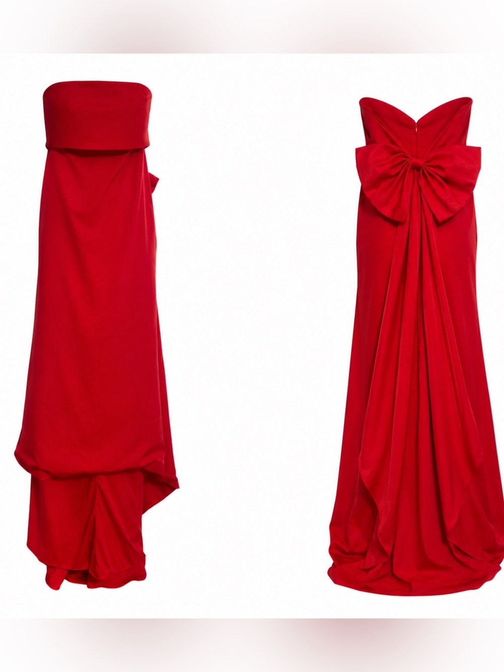 MISSACC NWT Red Strapless Column Maxi Evening Gown Detachable Bow Small